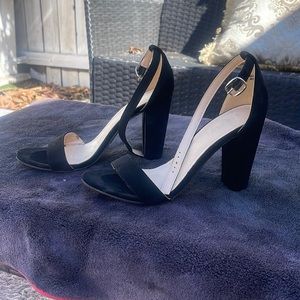 Classic black block strappy heels